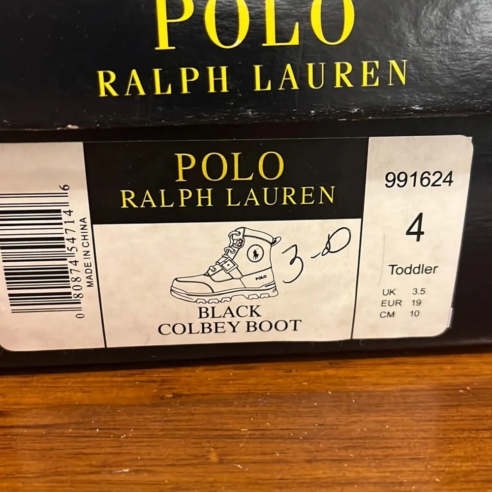 Polo Ralph Lauren Colbey Boots Black new Preschool Toddlers Boys Girls Size 4